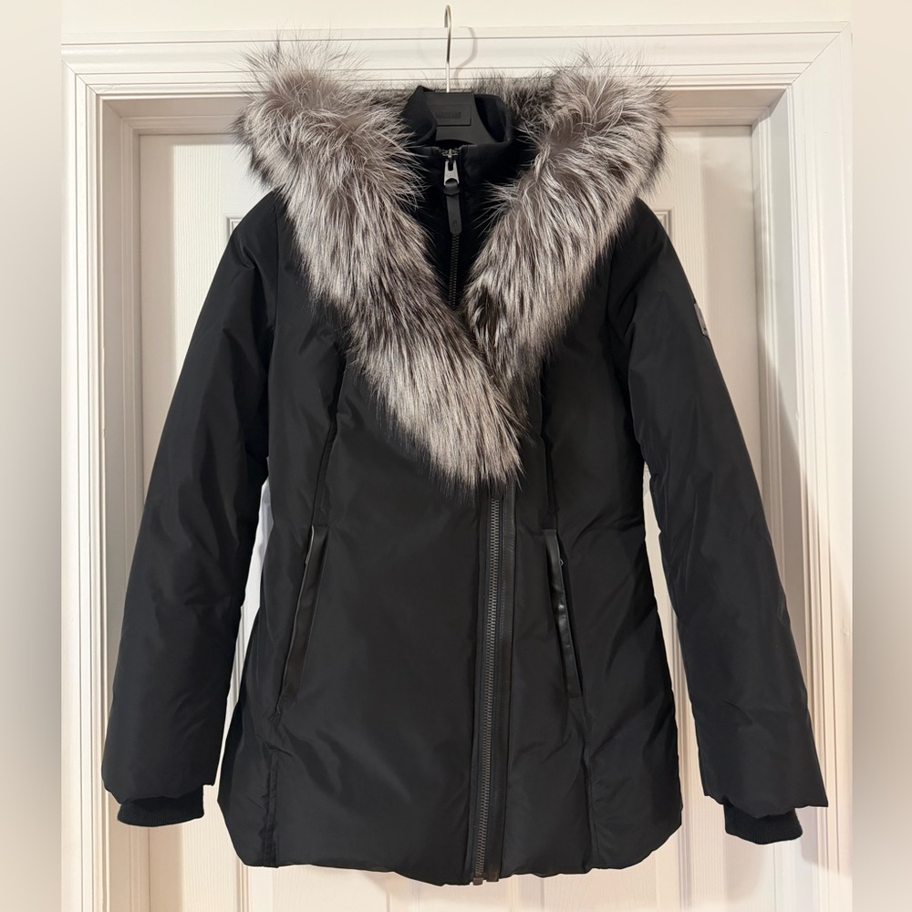 Mackage Black Puffer Jacket with Fur Trim
